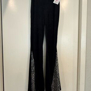 Black Leopard Print Flare Pants